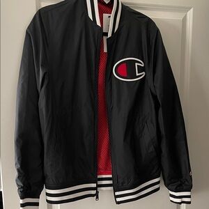Champion Men's Black and Red Bomber Jacket
